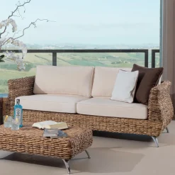 Divano 2 o 3 Posti Outdoor in Banano con Cuscini – Legolas