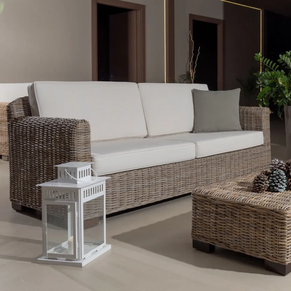 Divano 2 o 3 Posti Outdoor in Kubù Grigio con Cuscini – Cerys
