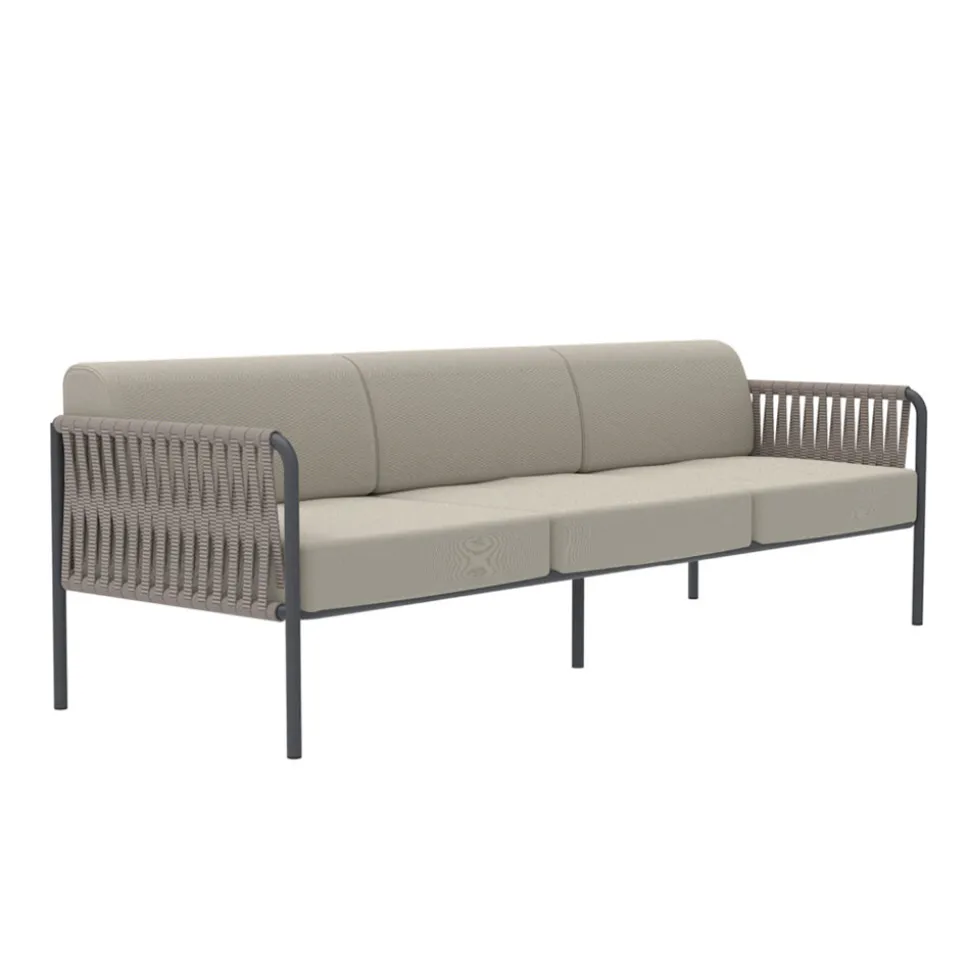 Divano Outdoor in Acciaio e Corda Varie Misure con Cuscini Made in Italy – Helga