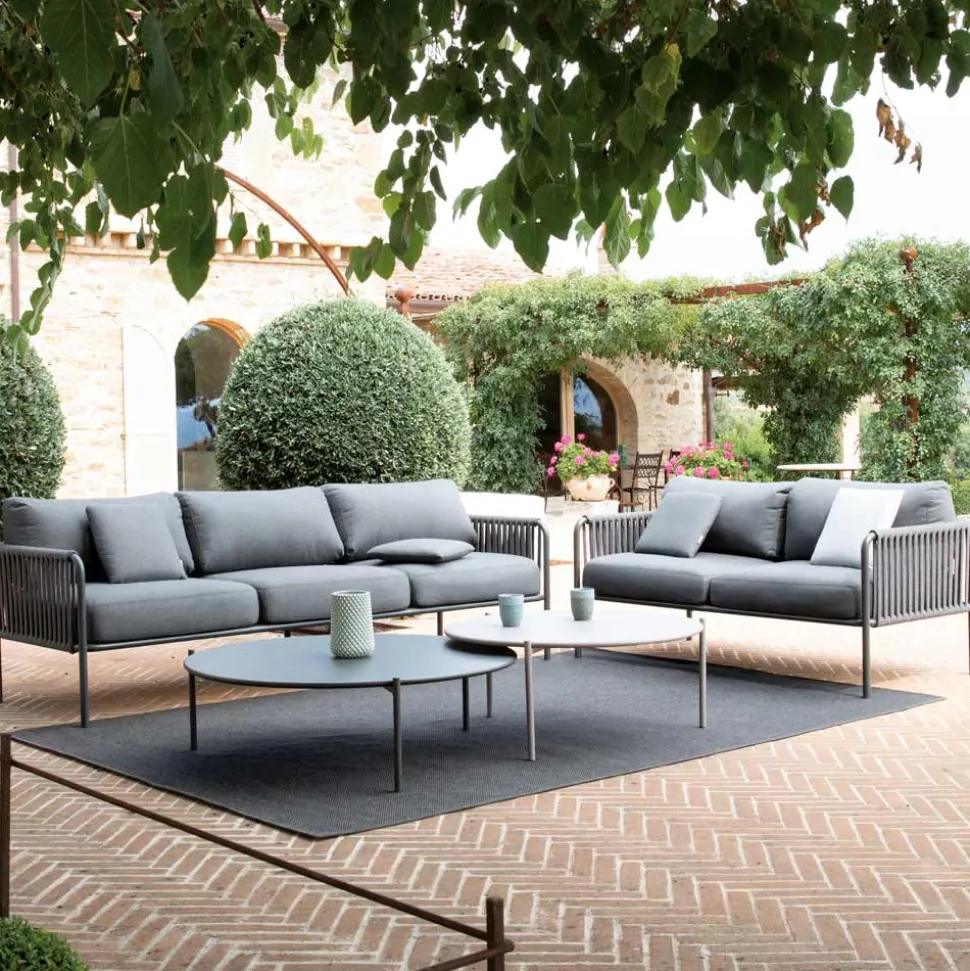 Divano Outdoor in Acciaio e Corda Varie Misure con Cuscini Made in Italy – Helga