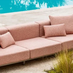 Divano 3 Posti da Esterno in Alluminio con Pouf e Chaise Longue - Filomena
