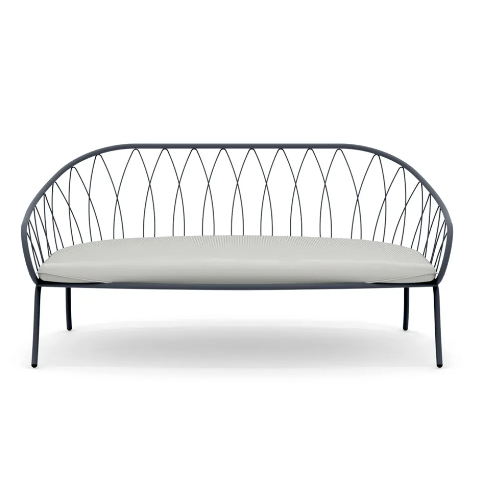 Divano 2 Posti da Giardino in Metallo e Cuscino Made in Italy - Fontana
