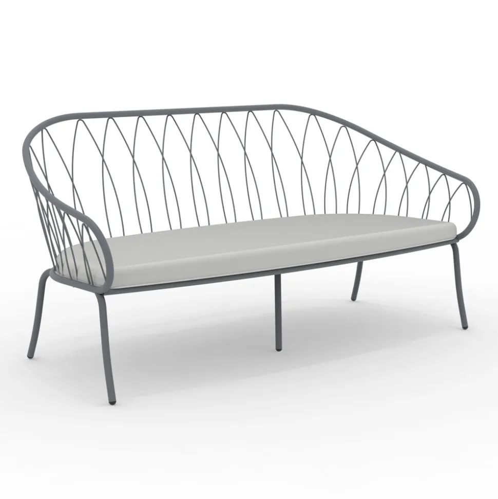 Divano 2 Posti da Giardino in Metallo e Cuscino Made in Italy - Fontana