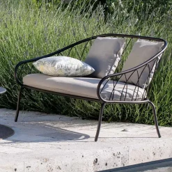 Divano 2 Posti da Giardino in Metallo e Cuscino Made in Italy - Fontana