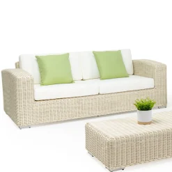 Divano 3 Posti da Giardino in Polyrattan Intrecciato a Mano - Yoko