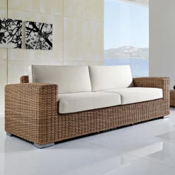 Divano 3 Posti da Giardino in Polyrattan Intrecciato a Mano - Yoko
