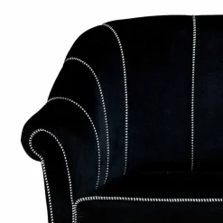 Divano 2 Posti in Velluto Nero con Cuciture in Contrasto Made in Italy - Caster