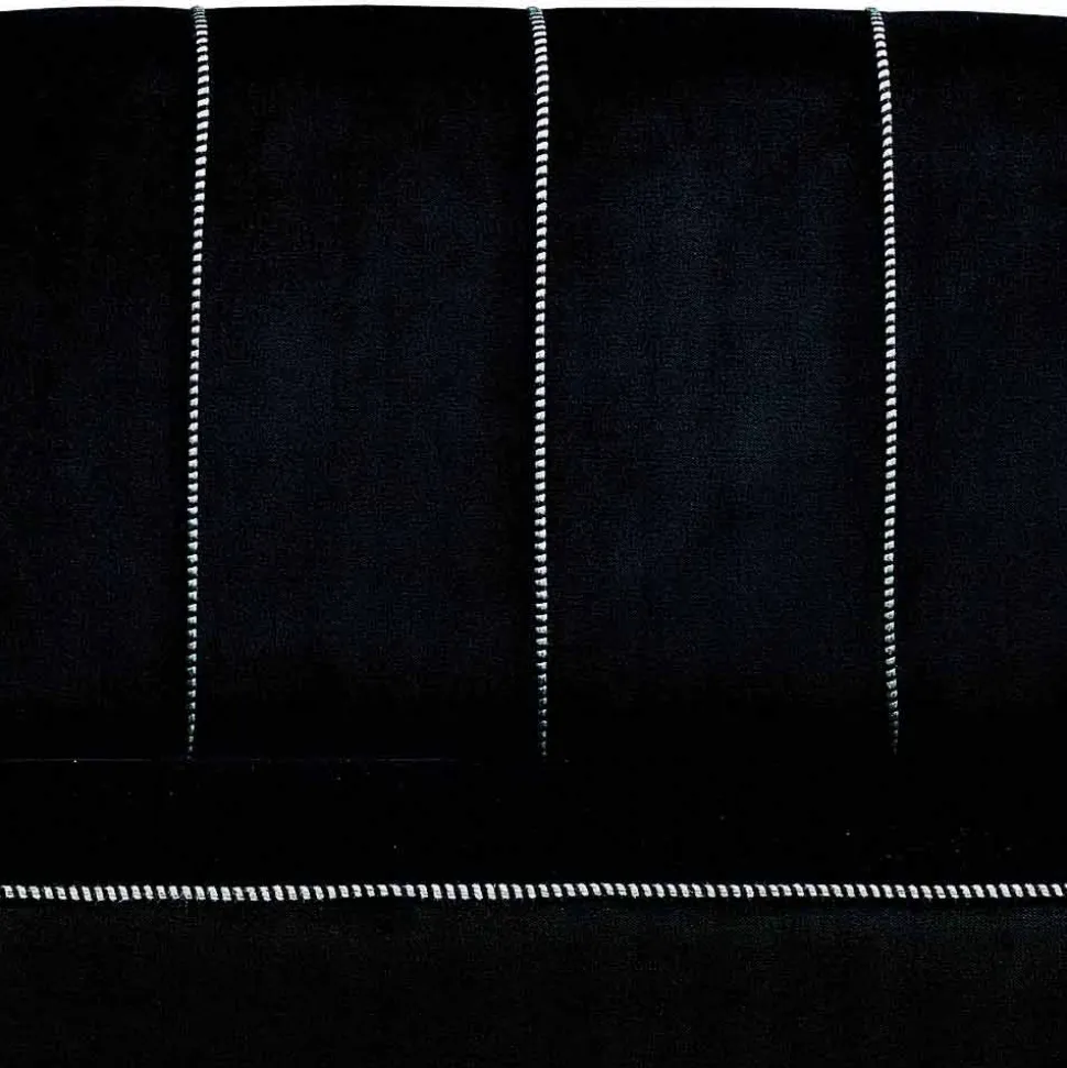 Divano 2 Posti in Velluto Nero con Cuciture in Contrasto Made in Italy - Caster