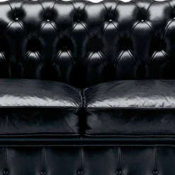 Divano 3 Posti Rivestito in Pelle con Piedini Laccati Made in Italy - Idra