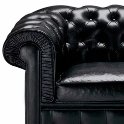 Divano 3 Posti Rivestito in Pelle con Piedini Laccati Made in Italy - Idra