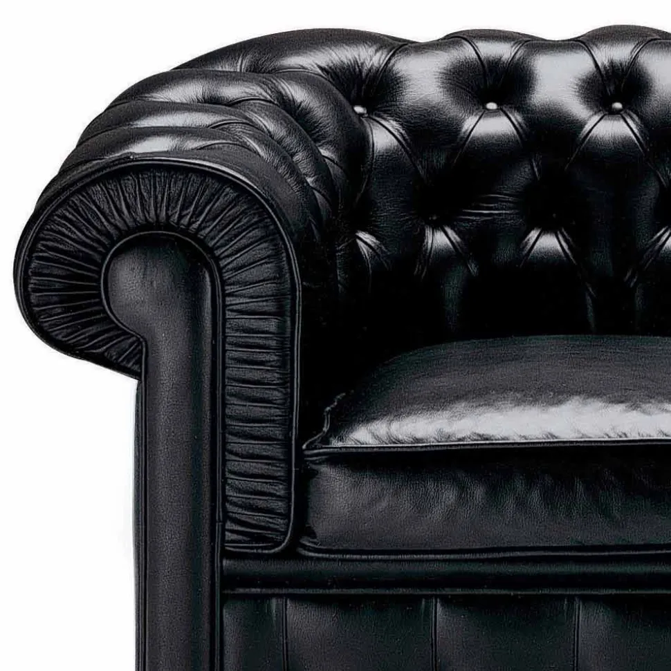 Divano 3 Posti Rivestito in Pelle con Piedini Laccati Made in Italy - Idra
