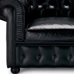 Divano 3 Posti Rivestito in Pelle con Piedini Laccati Made in Italy - Idra