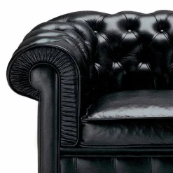 Divano 2 Posti Rivestito in Pelle con Piedini in Legno Made in Italy - Idra