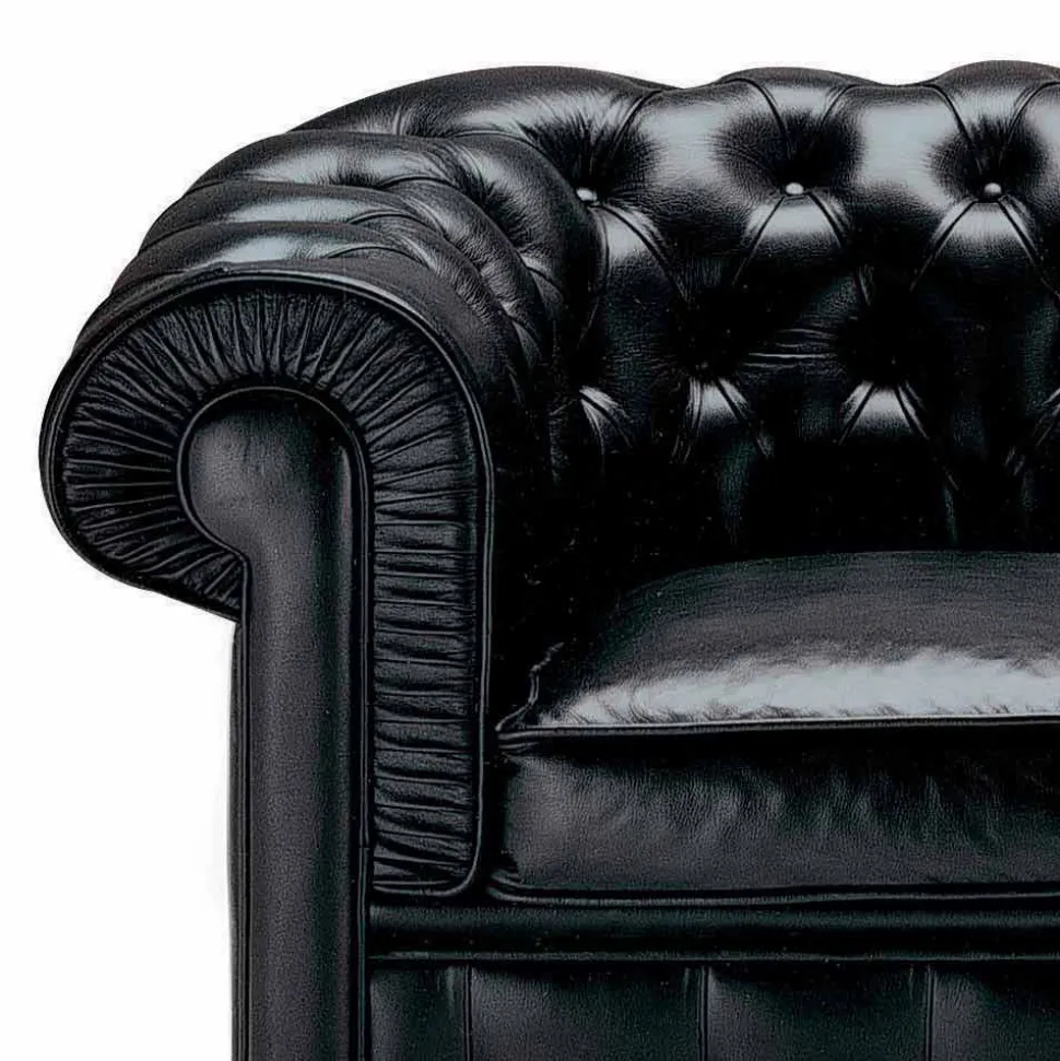 Divano 2 Posti Rivestito in Pelle con Piedini in Legno Made in Italy - Idra