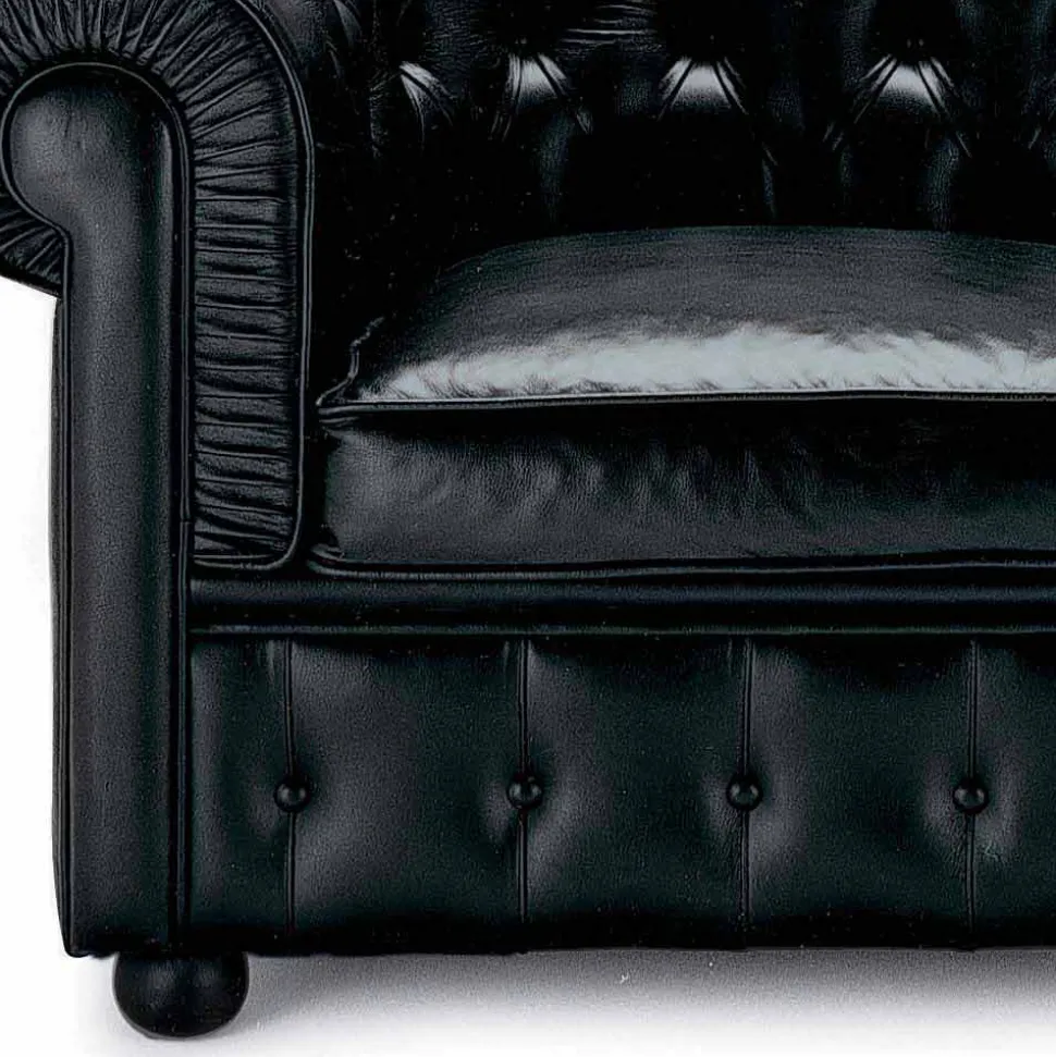 Divano 2 Posti Rivestito in Pelle con Piedini in Legno Made in Italy - Idra