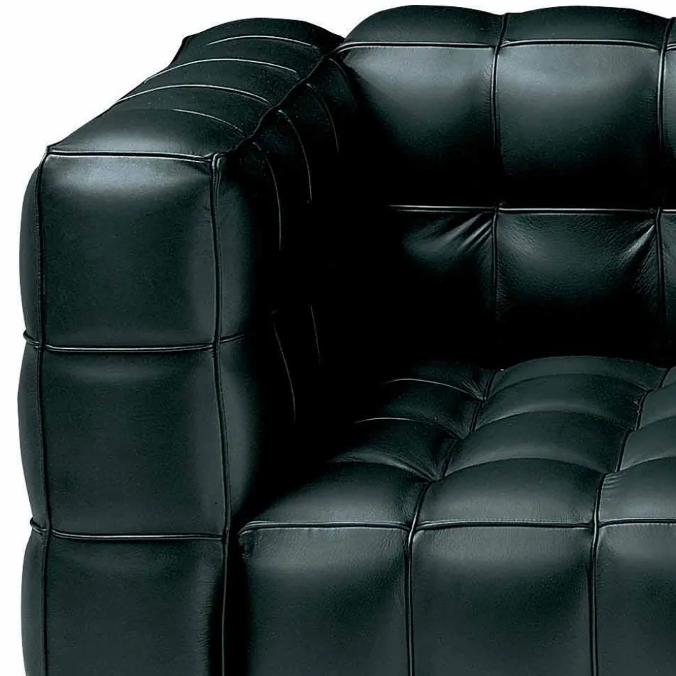 Divano 2 Posti Rivestito in Pelle Effetto Trapuntato Made in Italy - Vesuvio