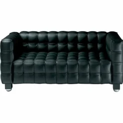 Divano 2 Posti Rivestito in Pelle Effetto Trapuntato Made in Italy - Vesuvio