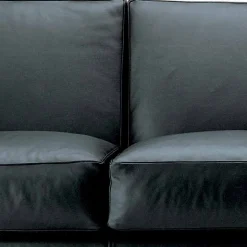 Divano 3 Posti Rivestito in Pelle con Piedi in Noce Made in Italy - Alessandria