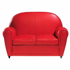 Divano 2 Posti Rivestito in Pelle con Piedini Laccati Made in Italy - Pegolo