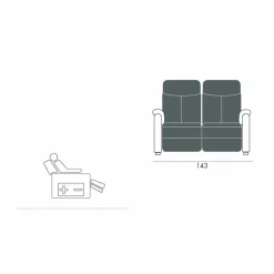 Divano relax elettrico 2posti,2 sedute elettriche Gelso,design moderno