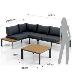 Divano Trasformabile in Chaise Longue con Schienale Regolabile e Tavolino - Finir