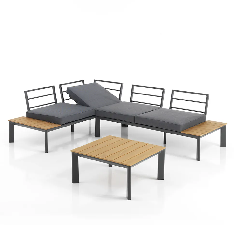 Divano Trasformabile in Chaise Longue con Schienale Regolabile e Tavolino - Finir