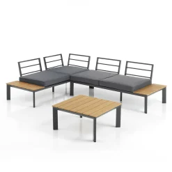 Divano Trasformabile in Chaise Longue con Schienale Regolabile e Tavolino - Finir