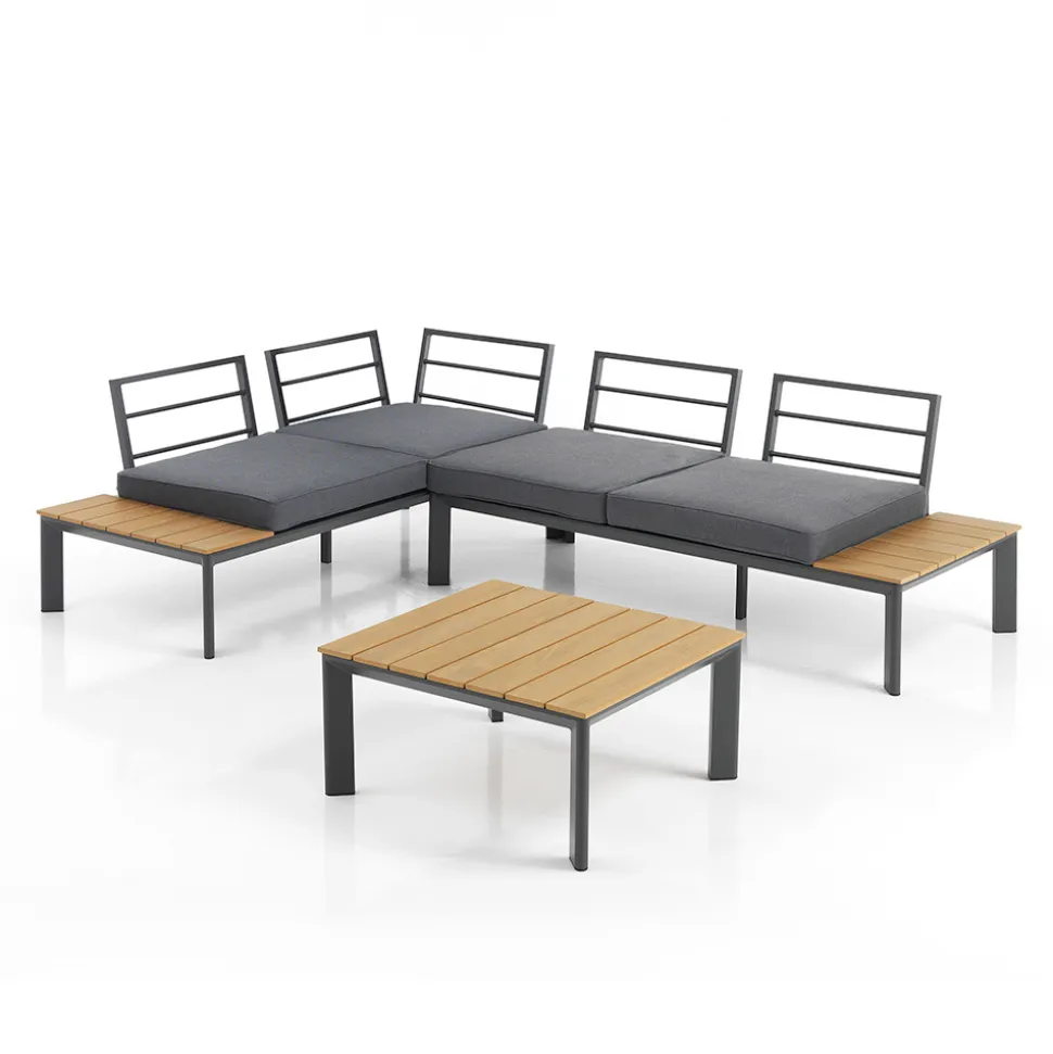 Divano Trasformabile in Chaise Longue con Schienale Regolabile e Tavolino - Finir