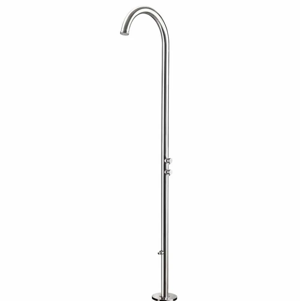 Doccia da Giardino Cromata in Acciaio Inox con Lavapiedi Made in Italy - Marlen