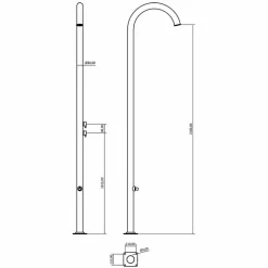 Doccia da Giardino Cromata in Acciaio Inox con Lavapiedi Made in Italy - Marlen