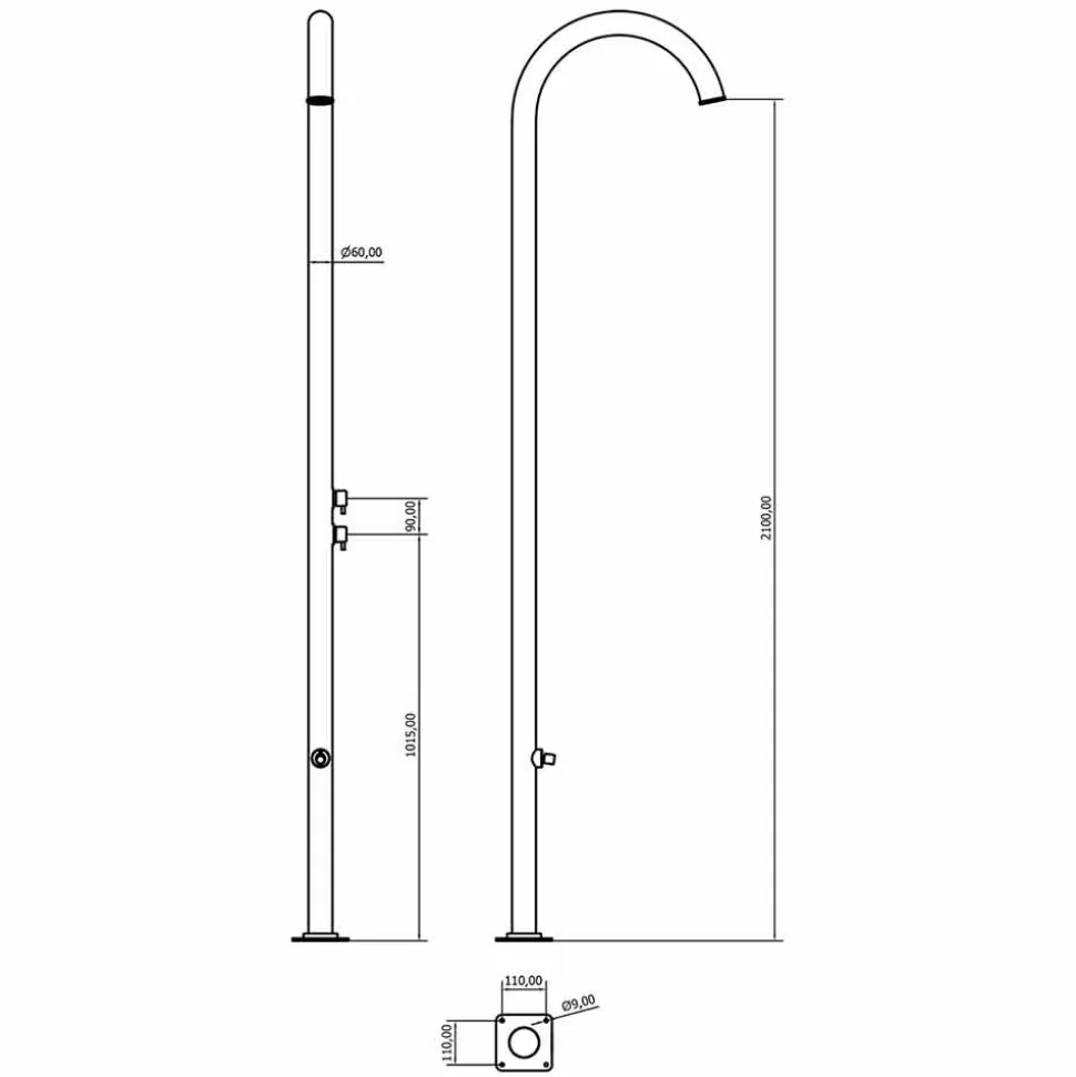 Doccia da Giardino Cromata in Acciaio Inox con Lavapiedi Made in Italy - Marlen