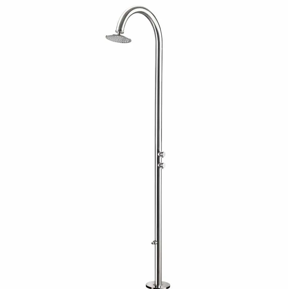 Doccia da Giardino Cromata in Acciaio Inox con Lavapiedi Made in Italy - Marlen