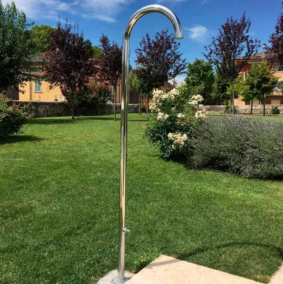 Doccia da Giardino Cromata in Acciaio Inox con Lavapiedi Made in Italy - Marlen