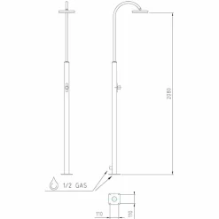 Doccia da Giardino in Acciaio Inox con Soffione Rotondo Made in Italy - Norton
