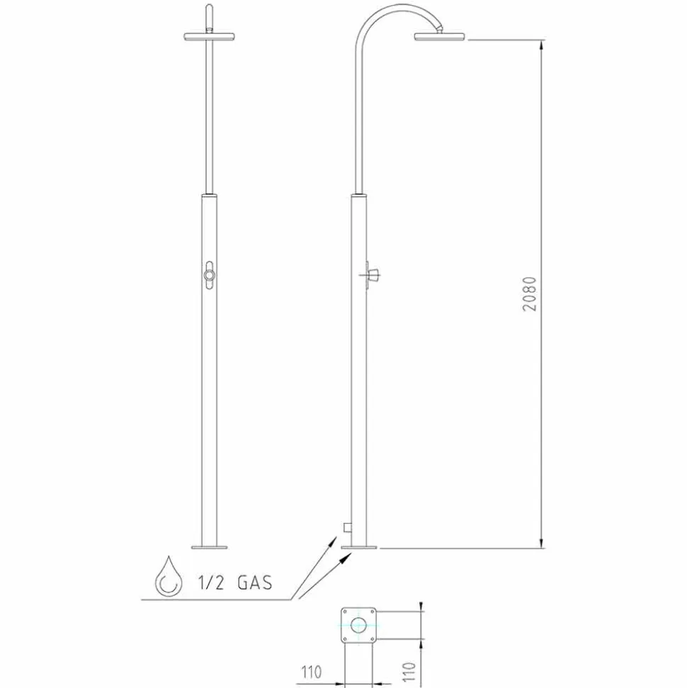 Doccia da Giardino in Acciaio Inox con Soffione Rotondo Made in Italy - Norton