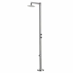 Doccia da Giardino in Acciaio Inox Cromato con Lavapiedi Made in Italy - Modeo