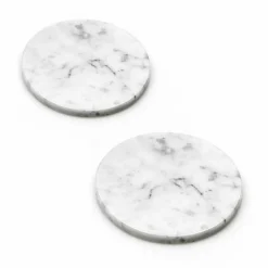 Due Sottobicchieri in Marmo Bianco e Grigio con Sughero Made in Italy - Jessa