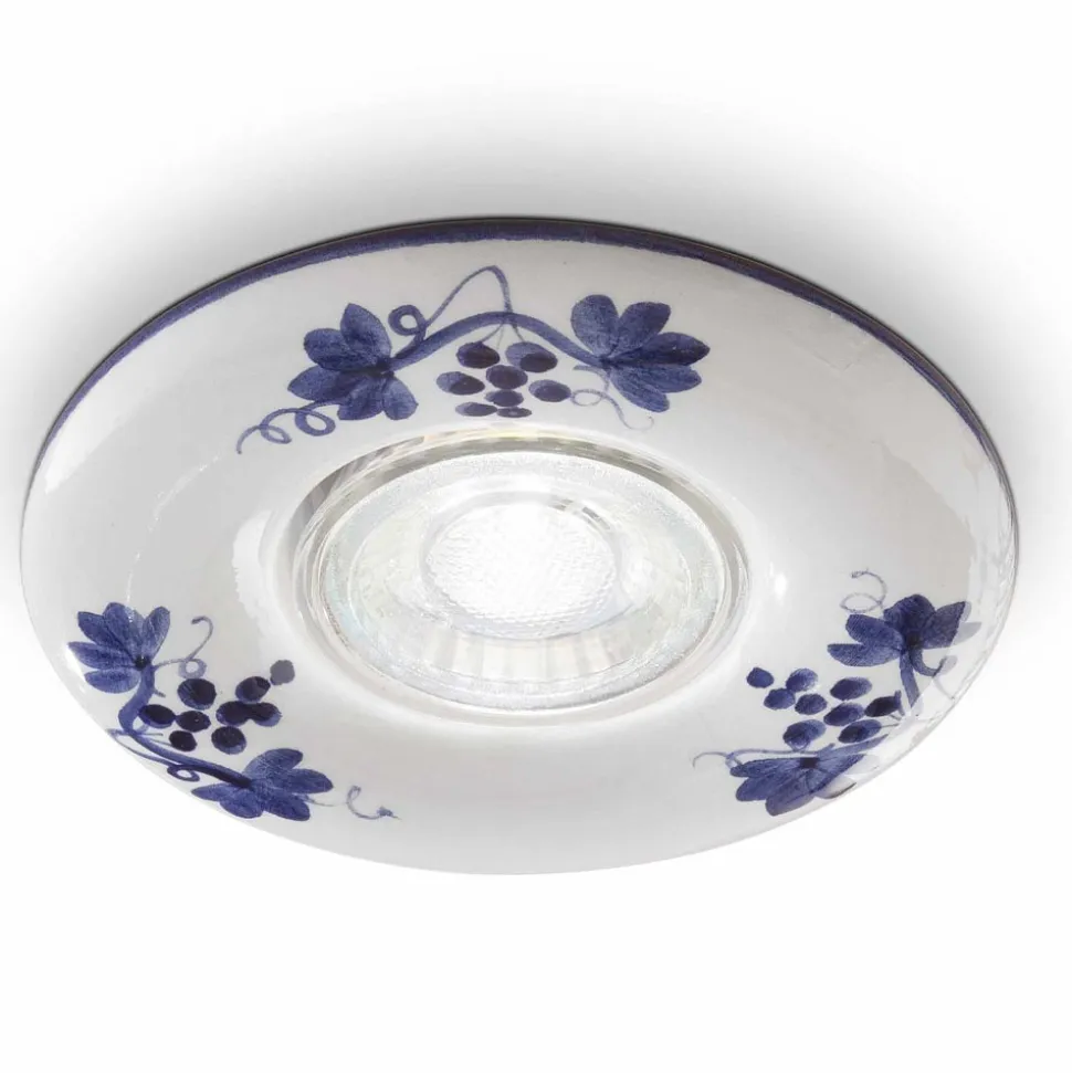 Faretto a Incasso Rotondo in Ceramica Vintage Decorata a Mano - Pescara