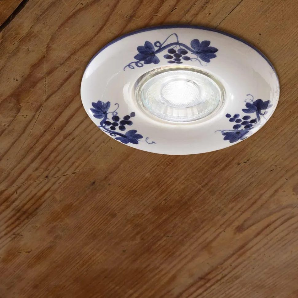 Faretto a Incasso Rotondo in Ceramica Vintage Decorata a Mano - Pescara