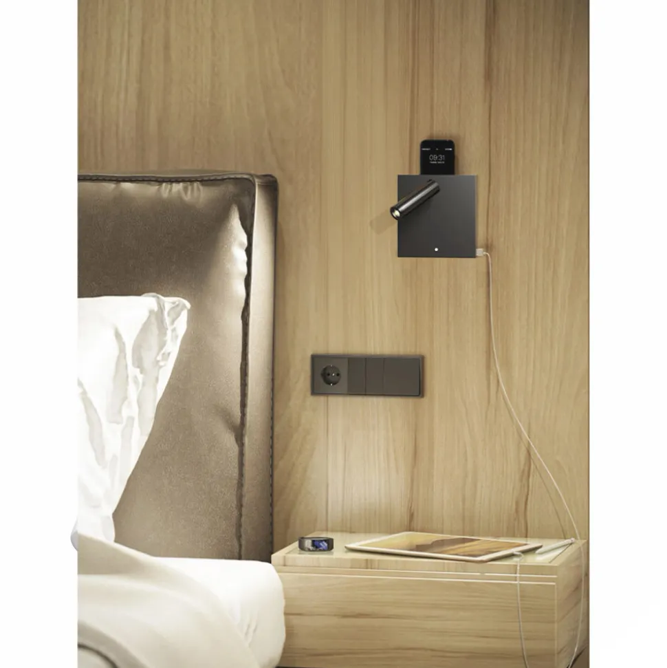 Faretto Applique a Led Orientabile in Alluminio con Porte USB - Paola