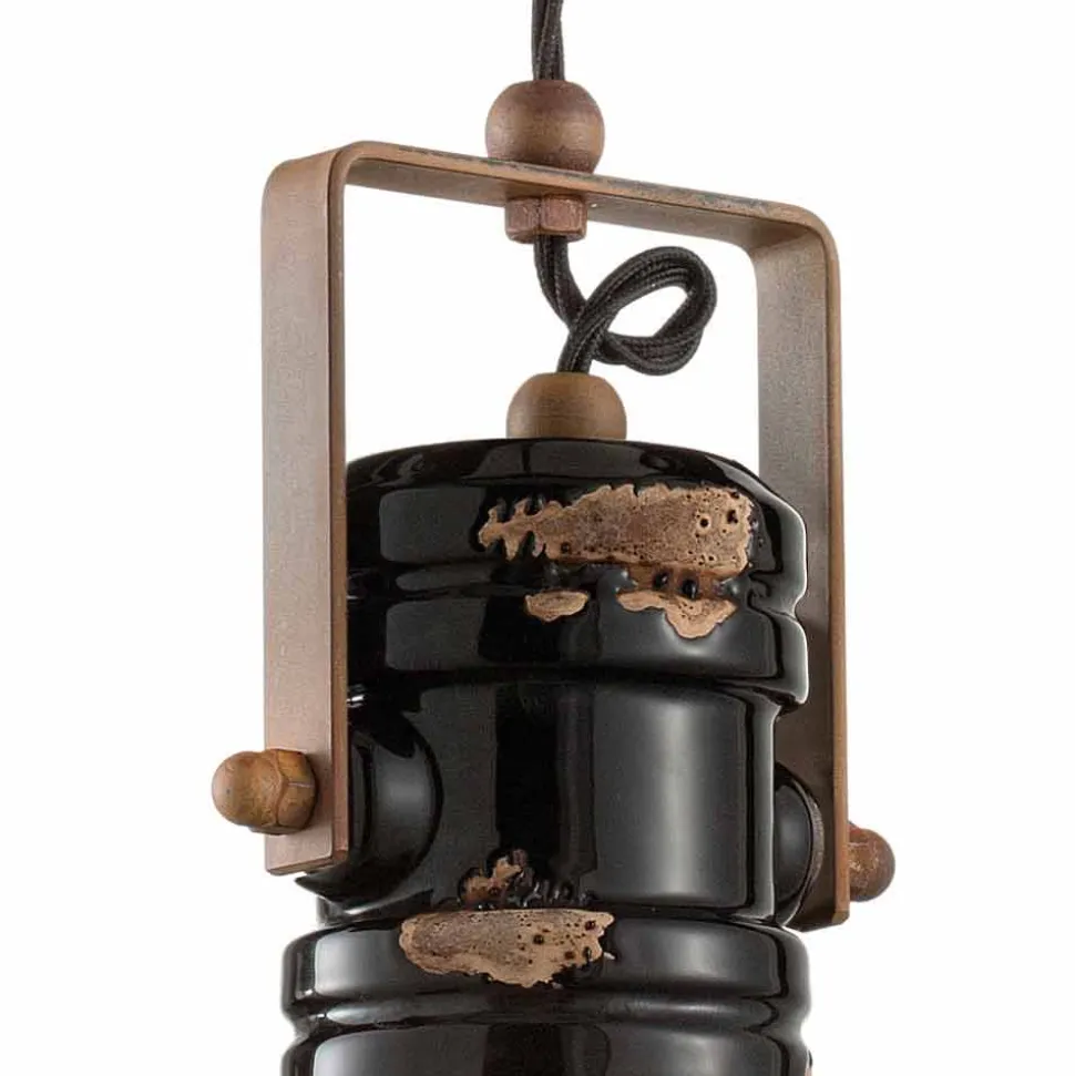Faretto a sospensione design vintage in ceramica artigianale Carrie
