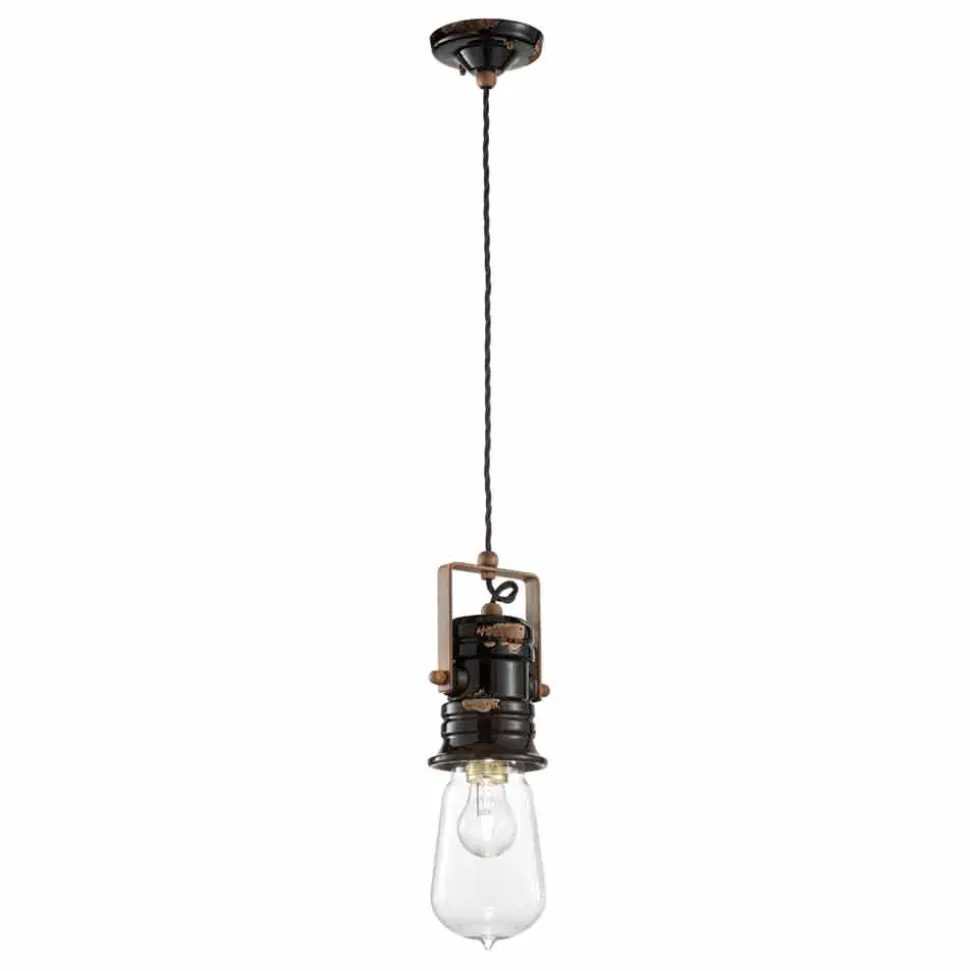 Faretto a sospensione design vintage in ceramica artigianale Carrie