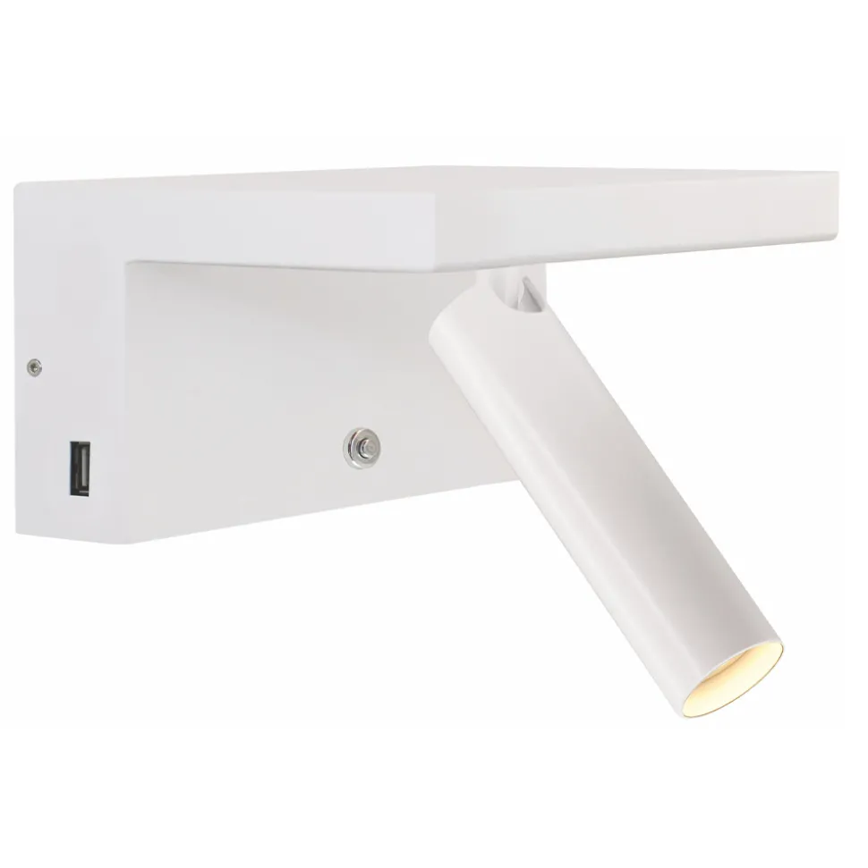 Faretto da Parete a Led Orientabile in Alluminio con Porte USB - Alena
