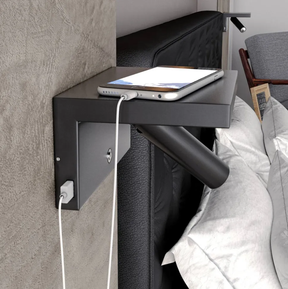 Faretto da Parete a Led Orientabile in Alluminio con Porte USB - Alena