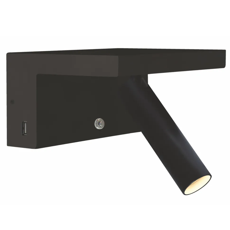 Faretto da Parete a Led Orientabile in Alluminio con Porte USB - Alena