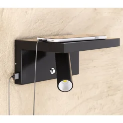 Faretto da Parete a Led Orientabile in Alluminio con Porte USB - Alena