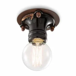 Faretto da soffitto design retrò in ceramica e metallo Cloe Ferroluce