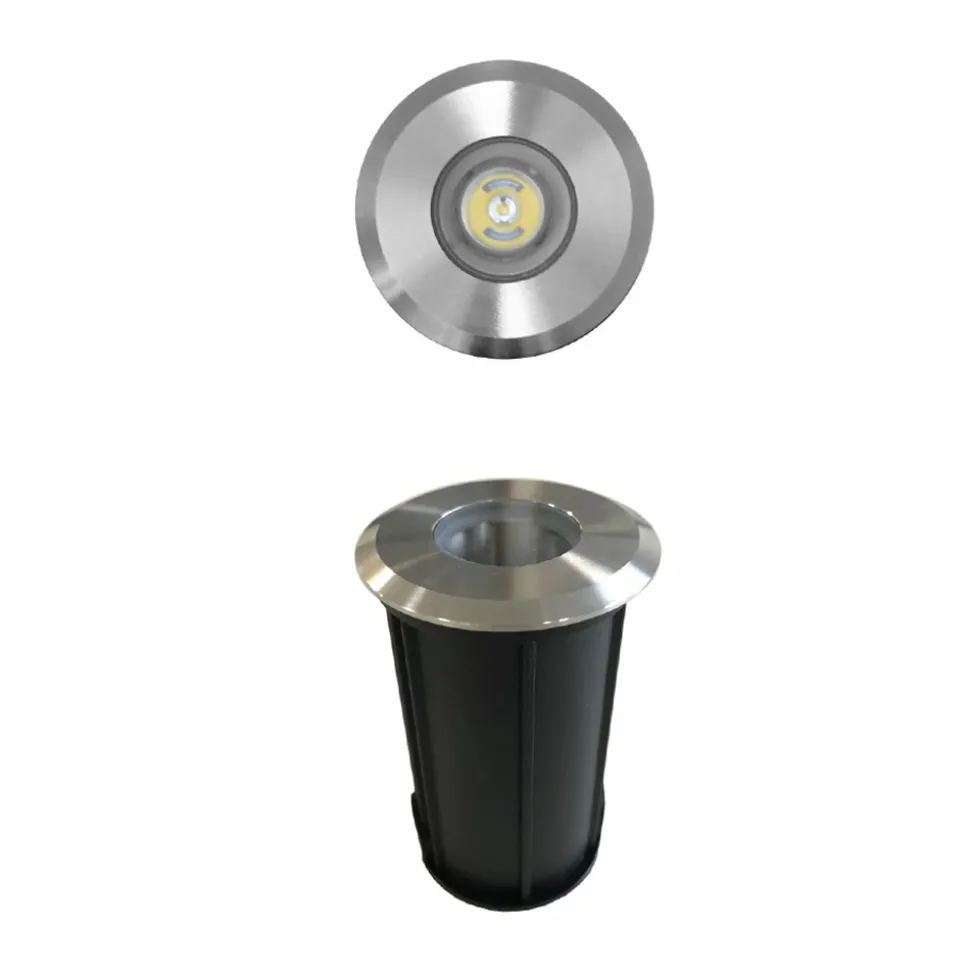 Faretto da Terra Led 2W da Esterno Rotondo in Inox 316, 4 Pezzi - Solina