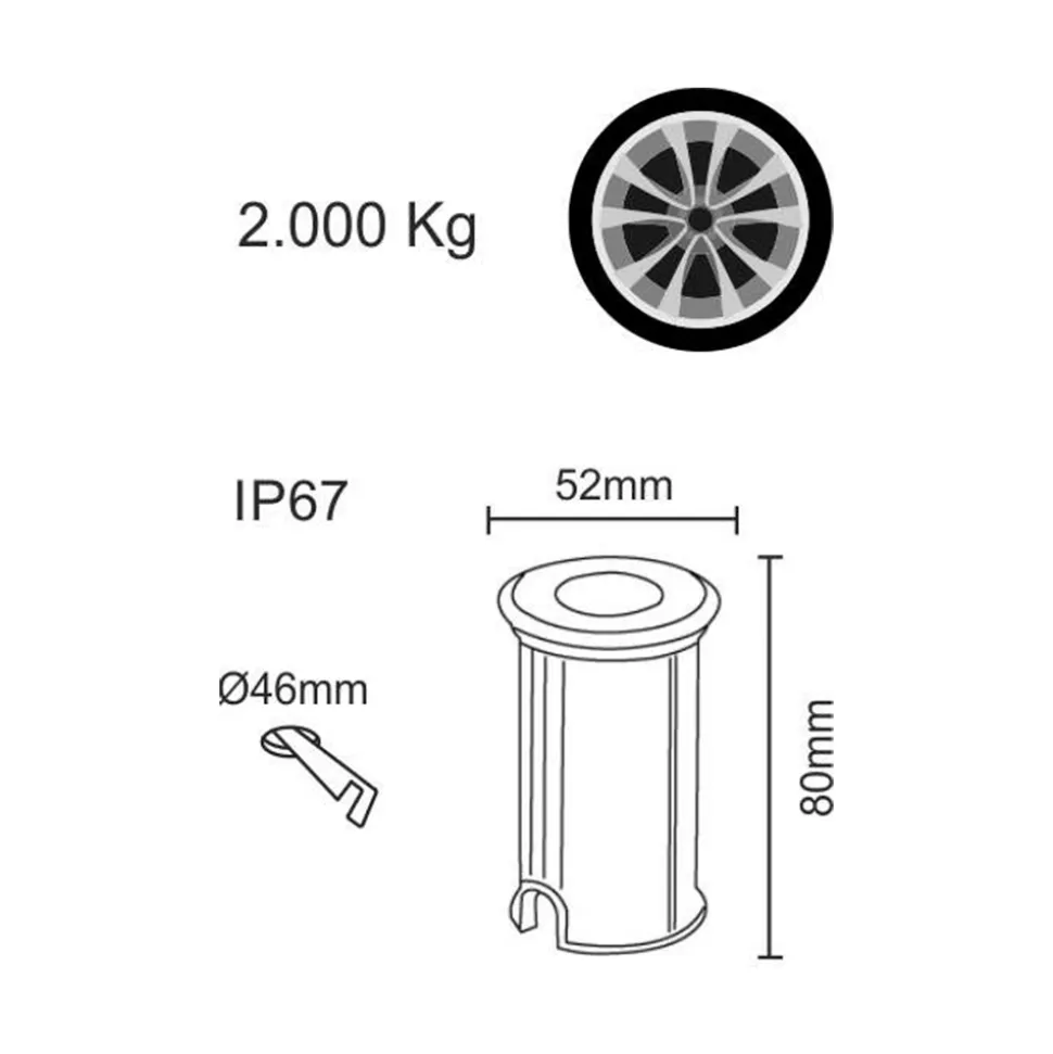 Faretto da Terra Led 2W da Esterno Rotondo in Inox 316, 4 Pezzi - Solina