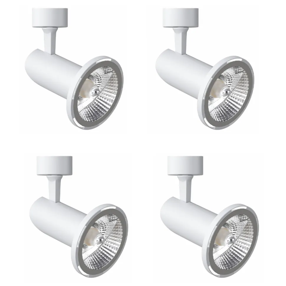 Faretto Plafoniera Orientabile in Alluminio Bianco, 4 Pezzi - Lazzaro
